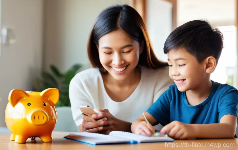 예산 초과 방지를 위한 팁 - **Prompt 1: Family Financial Goal Setting**
    A brightly lit, heartwarming scene set in a modern T...