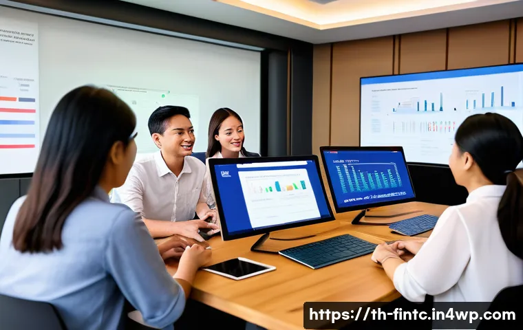 금융 관련 웹세미나 참여하기 - A modern online financial seminar scene set in Thailand, showing a diverse group of Thai adults atte...